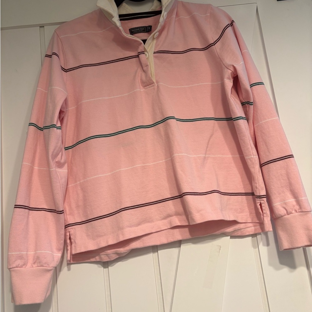 NWOT. Vineyard Vines Heritage Stripe Rugby Shirt - Stripe Flamingo
